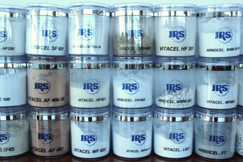 The company makes many different fibers going into food. Some of them are displayed in jars on the wall of the conference room.