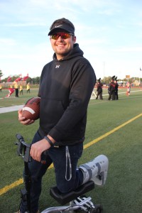 Jarrad Whited roams the sidelines of the Vicksburg homecoming game.