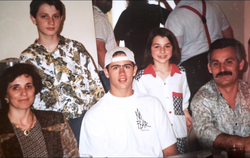 Todd Glenn (in the white backwards hat) and the Scavone family in 1992.