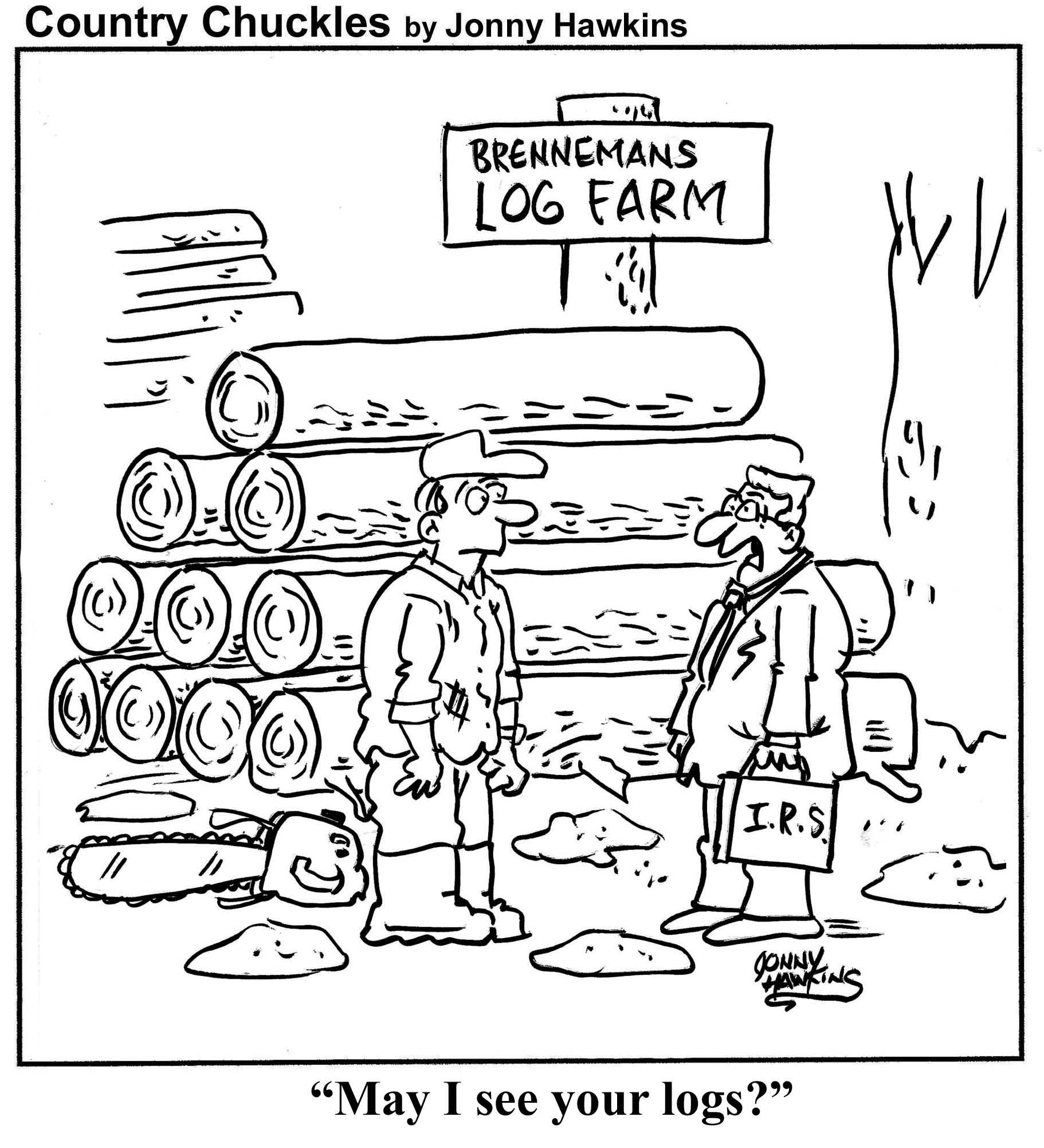 Hawkins cartoon "May I see your logs?"