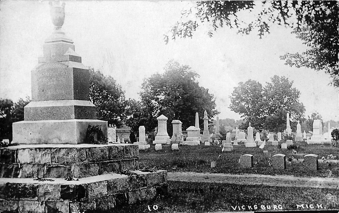 Historical Society, Cemetery Tour An old black and white photo of the cemetery in Vicksburg.