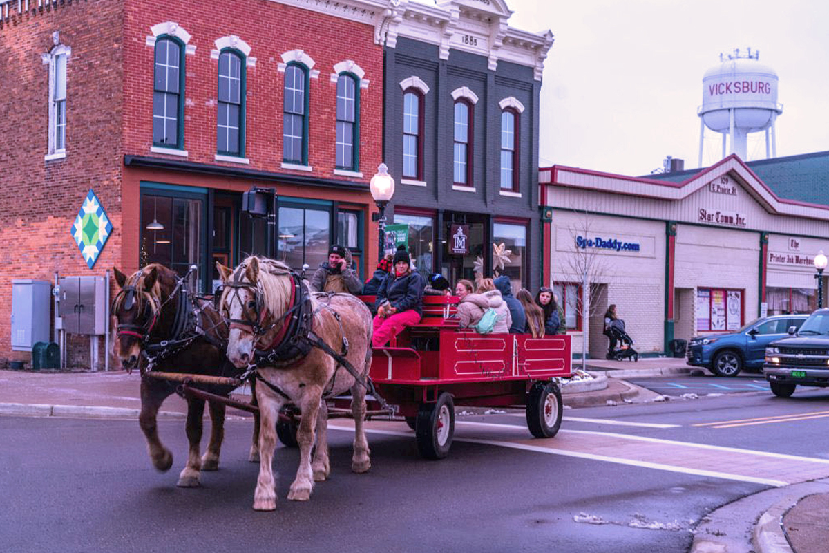 vixvillage_burg Horses pulling a carriage in Downtown Vicksburg.