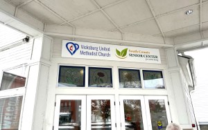 A sign points out the location of the South County Senior Center.