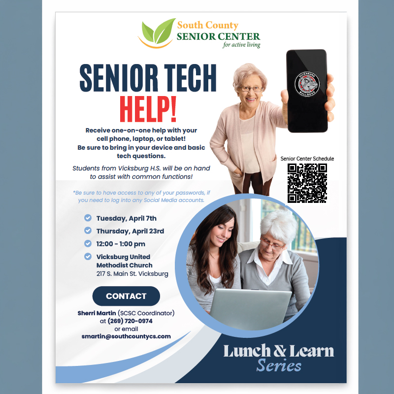 Senior Tech Help available from South County Senior Center.