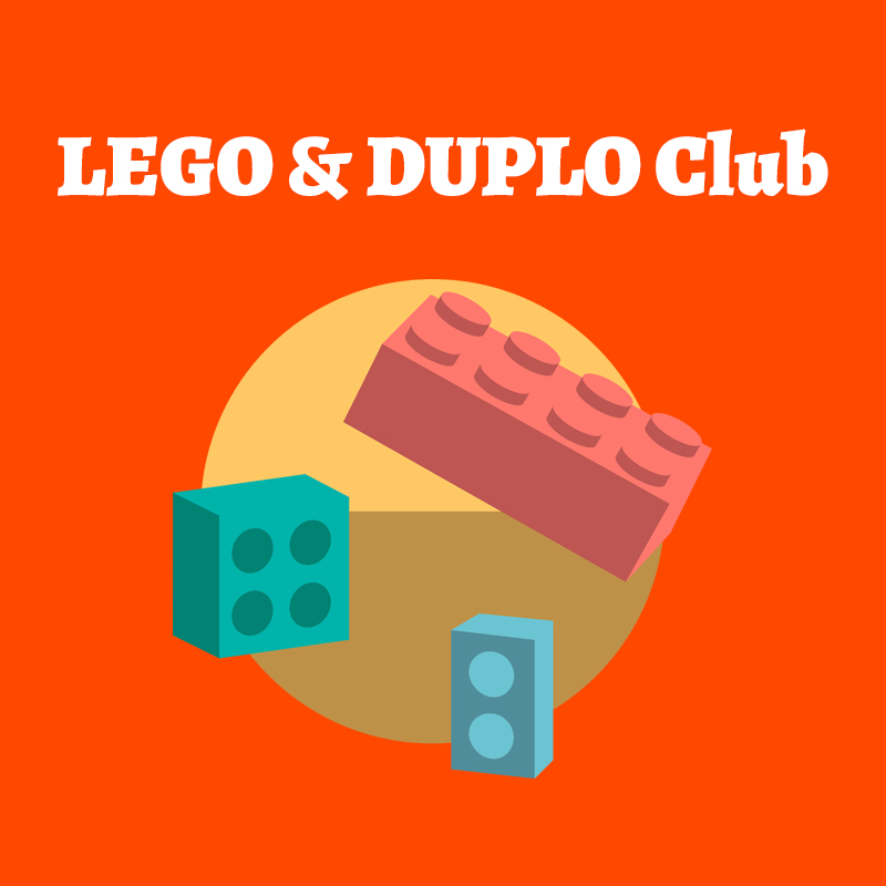 Lego and Duplo Club. An image of three Lego toy bricks.