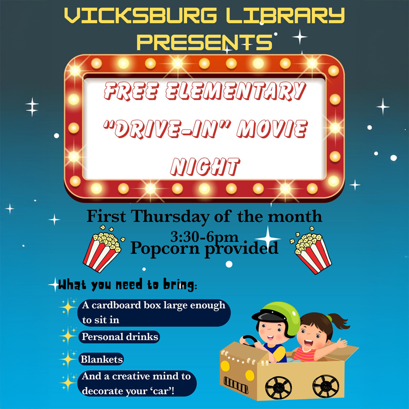 Elementary "Drive-In" Movie Night at Vicksburg District Library.