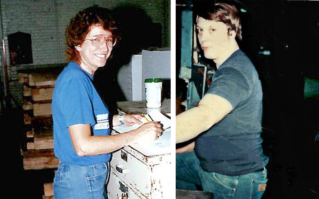millstream_couple Two old photos of a man and a woman working in a paper mill.