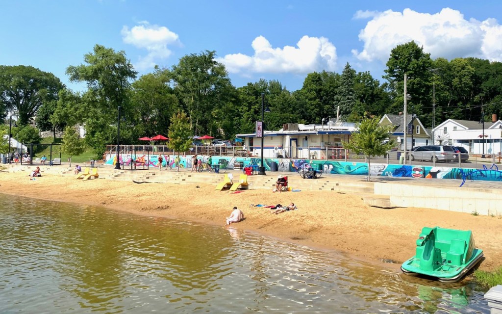 An inviting sandy beach.