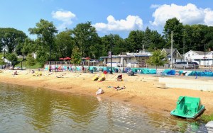 An inviting sandy beach.