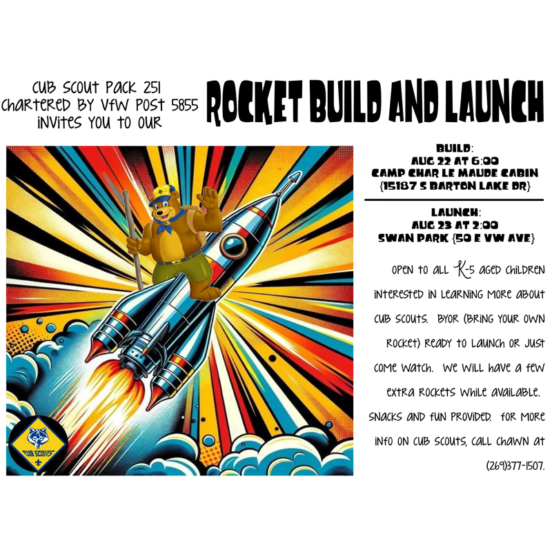 Build a rocket with the Vicksburg Cub Scouts.