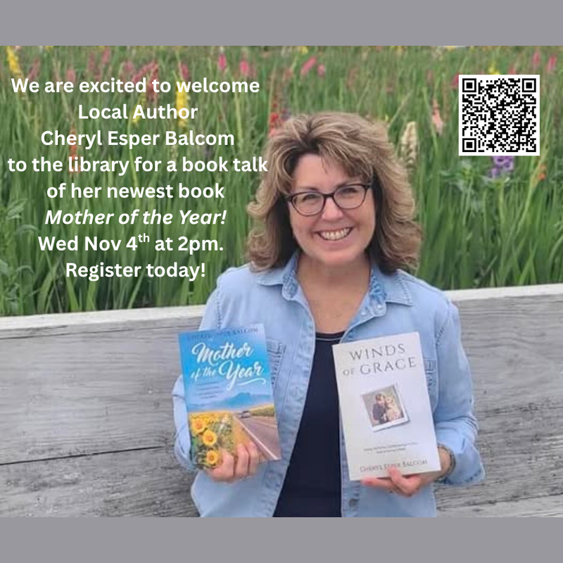 Local author Cheryl Balcom will discuss her new book Mother of the Year. Balcom will also be on hand to sign books at this event.